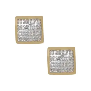 Women's Cushion Micro-Pavé Square Diamond Stud Earrings 0.11ct 10K Yellow Gold