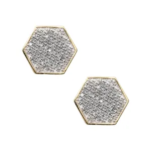 Women's Micro-Pavé Hexagonal Diamond Stud Earrings 0.52ct 10K Yellow Gold