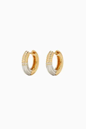 Yvonne Léon Mini Berlingot Wave Hoop Earrings - Yellow/ White Gold